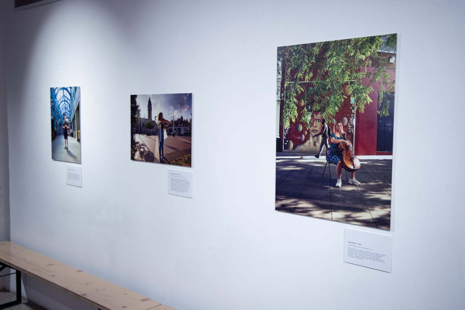 Exhibit of portraits from the series The Street Orchestra Bringing Classical Beats to Brixton Exhibition Space