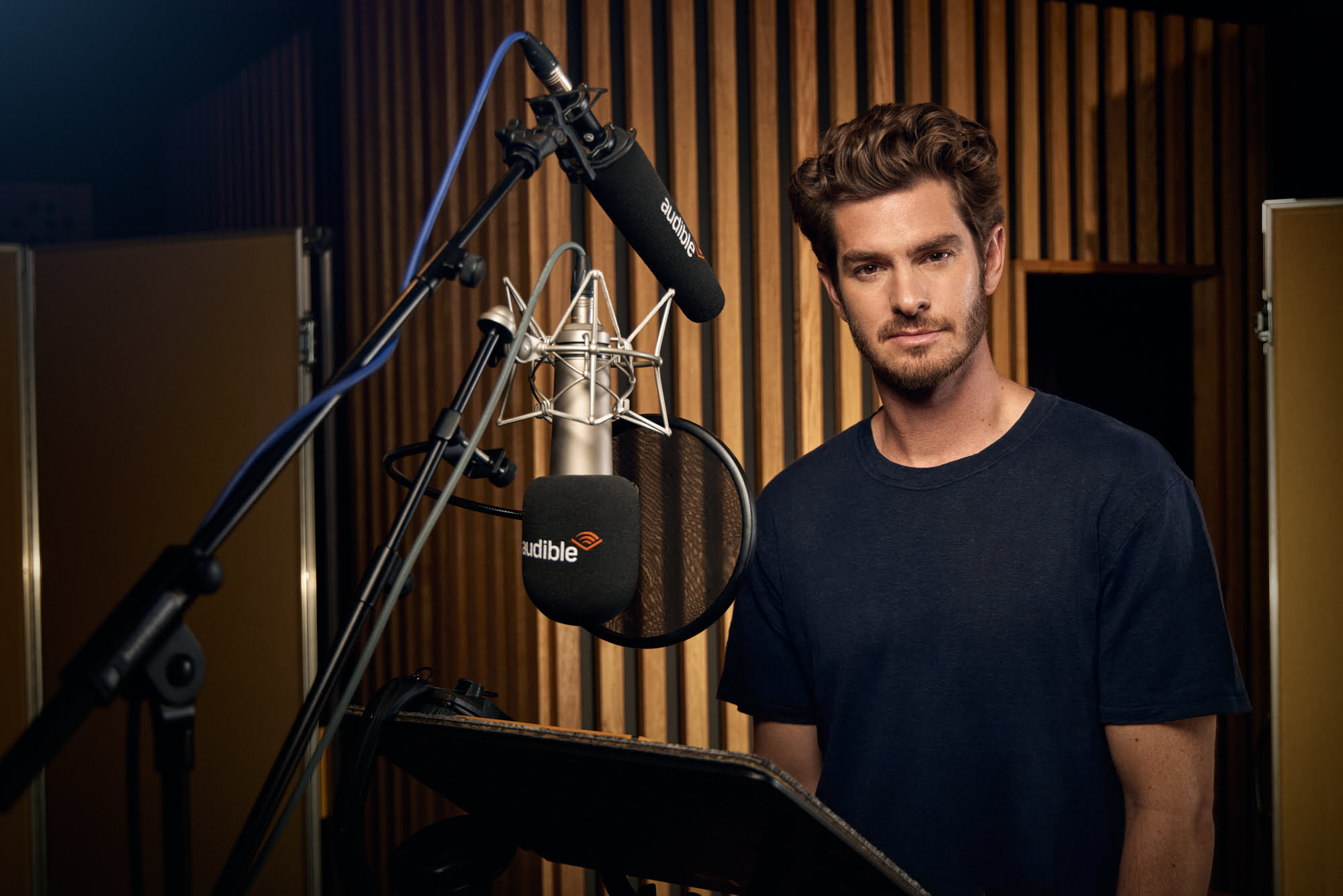 aAndrew Garfield shot shot for Audible for the forthcoming release of audio drama 1984
