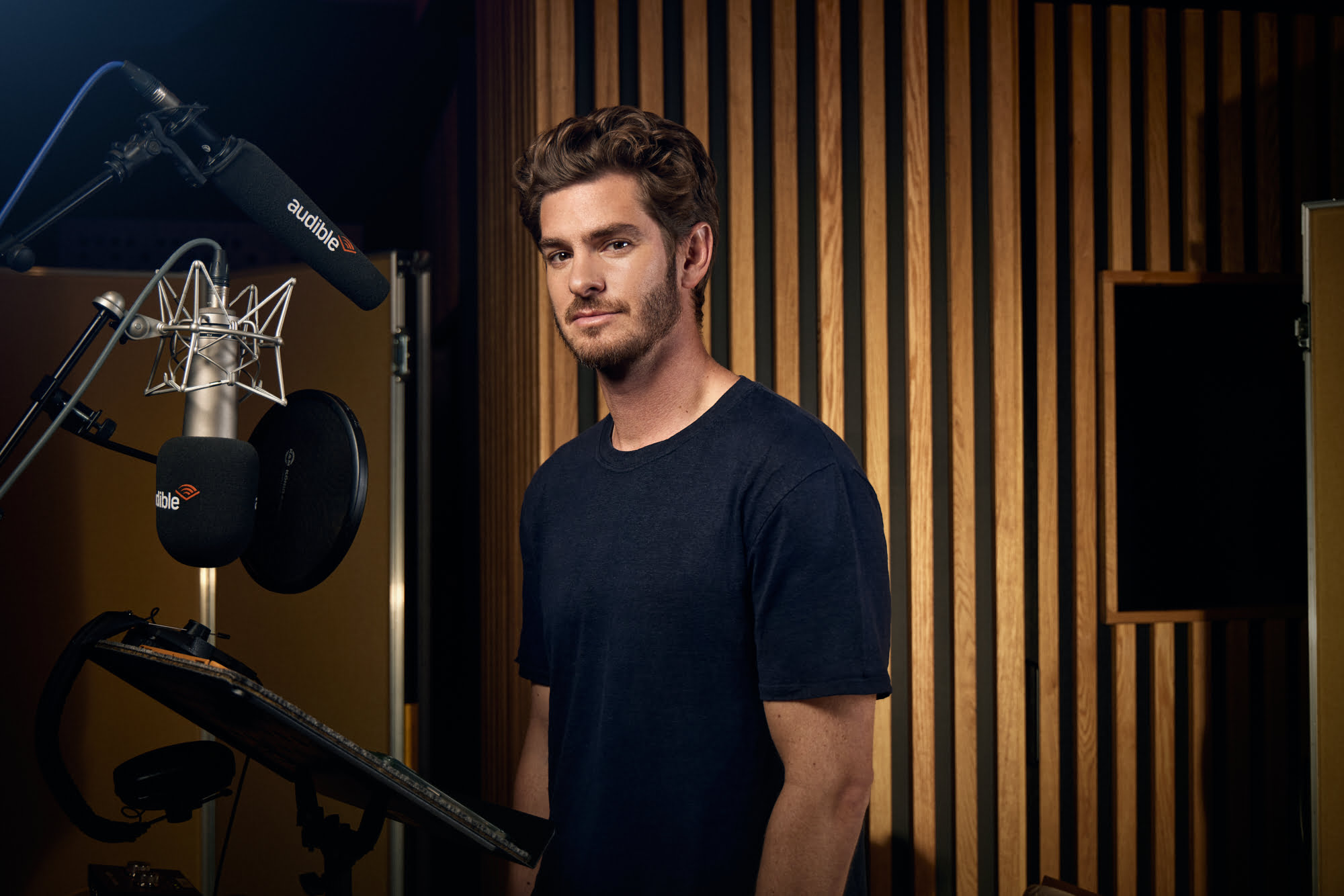 Andrew Garfield shot shot for Audible for the forthcoming release of audio drama 1984