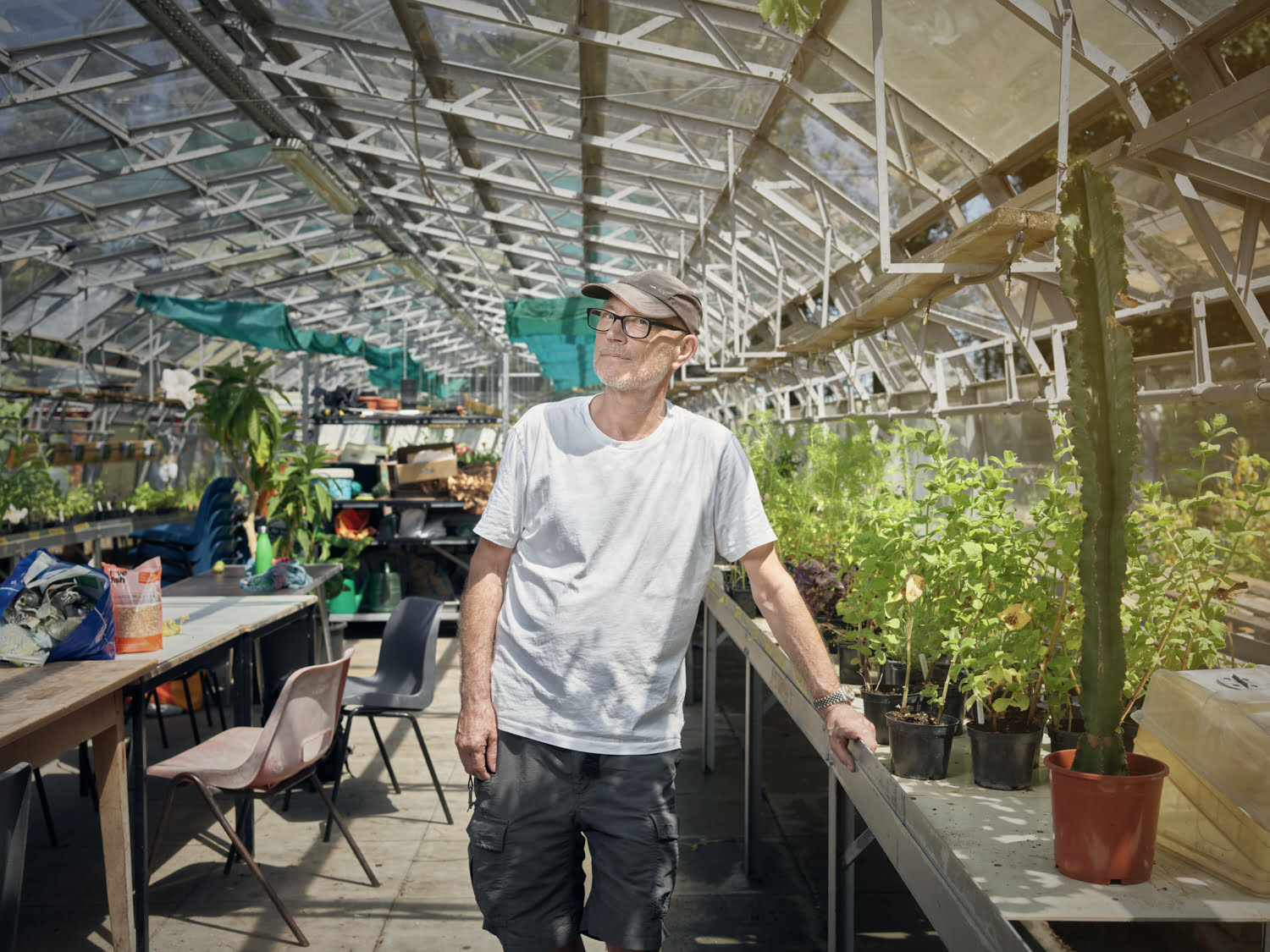 Chris in the greenhouse shop
