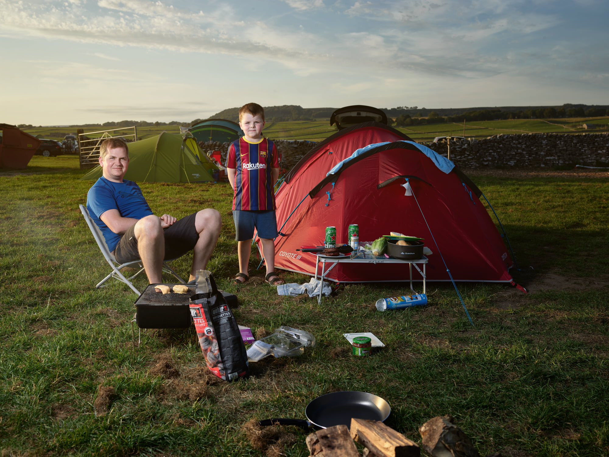 Will (with Dad, Pete) camping on the Peak District