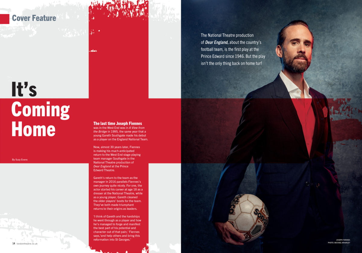 Joseph Fiennes  and the cast of Dear England for London Theatre Magazine