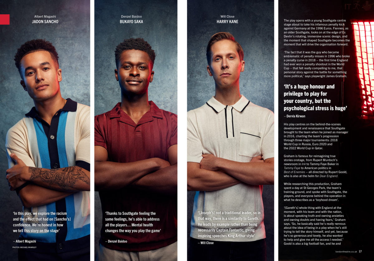 Joseph Fiennes  and the cast of Dear England for London Theatre Magazine