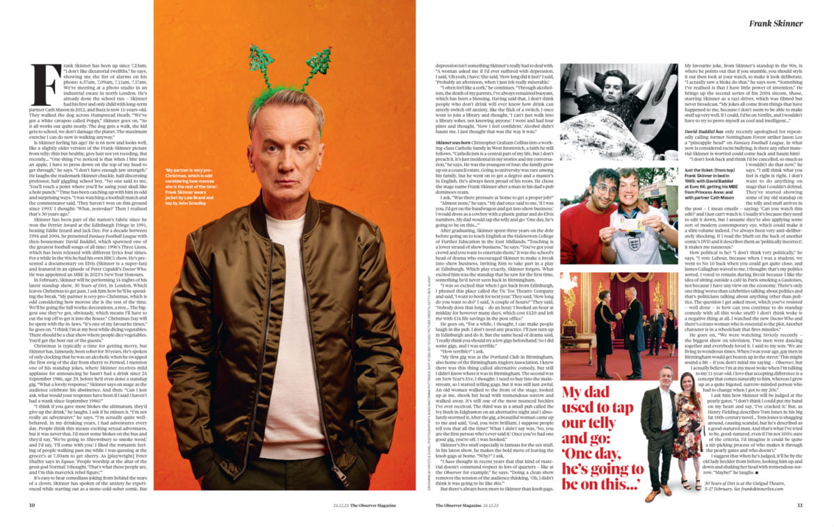 Frank Skinner shot for the Observer Magazine