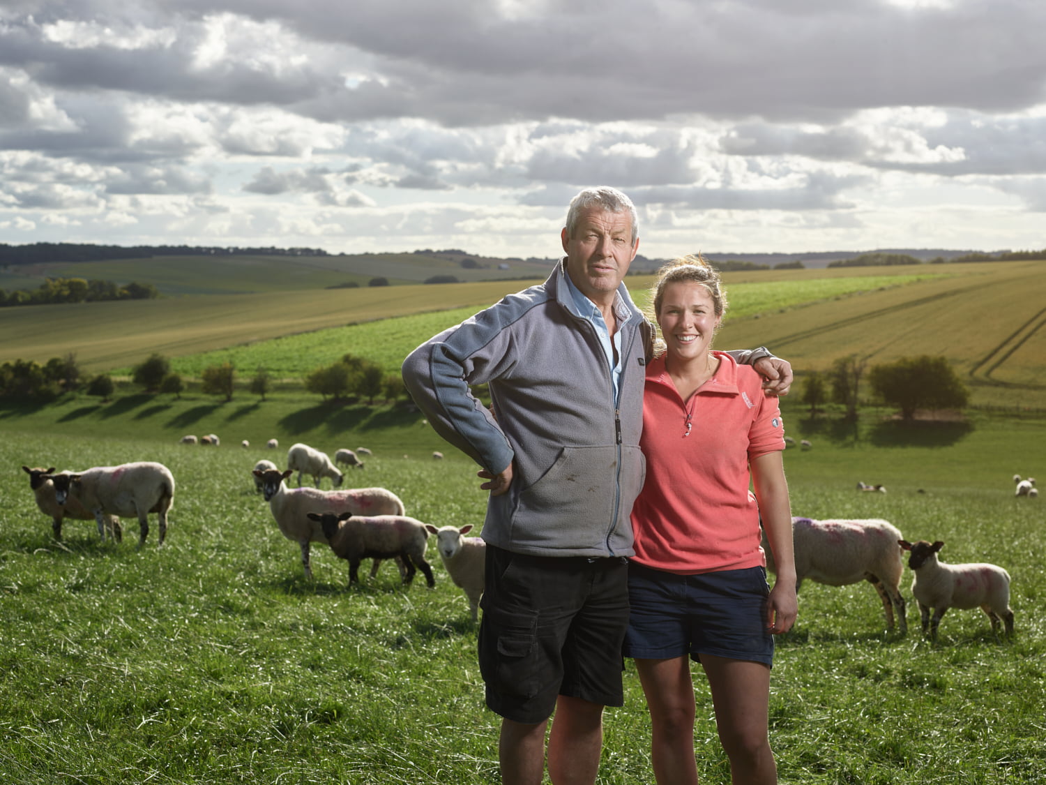 David & Tory on Folly Farm, on chalk uplands, near the National Ridgeway Trail, Berkshire.